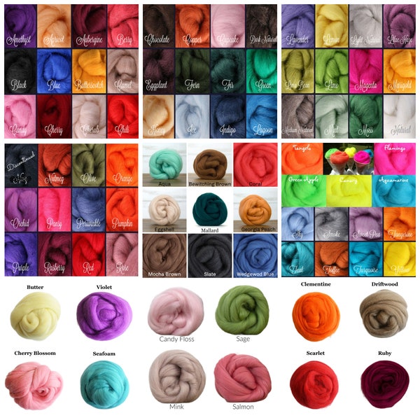 1 oz., NZ Corriedale Wool Roving Choose From 81 Colors, Corriedale, Spinning Fiber, Wool Roving, Weaving, Wet Dry Needle Felting Felted Soap