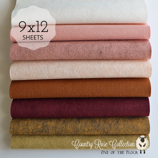 COUNTRY ROSE Felt Collection, Wool Blend Felt, Wool Felt Sheets, Wool Felt Fabric, Felt Fabric Bundles, Wool Felt Bundles, Felt Collections