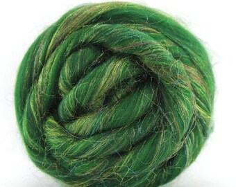 2ozs "SEASONS" TANNENBAUM Wool Blended Merino & Trilobal Nylon Roving, Felting Spinning, Weaving, Blended Wool Roving, Felting Supplies, Art