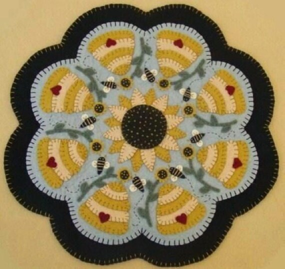 Candle Mat Kit Penny Rug Wool Felt Applique Kit Summer Etsy