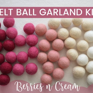 Berries n Cream Garland Kit, Felt Ball Garland Kit, Pom Pom Garland, Felt Pom Garland, Felt Pom Kit, DIY Felt Ball Garland, Garland, Decor