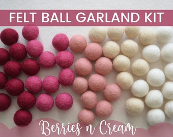 Berries n Cream Garland Kit, Felt Ball Garland Kit, Felt Ball Garland, Felt Pom Garland, Felt Pom Garland Kit, DIY Felt Ball Garland, Decor