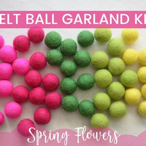 Spring Flowers Garland Kit, Felt Ball Garland Kit, Pom Pom Garland, Felt Pom Garland, Felt Pom Kit, DIY Felt Ball Garland, Garland, Decor