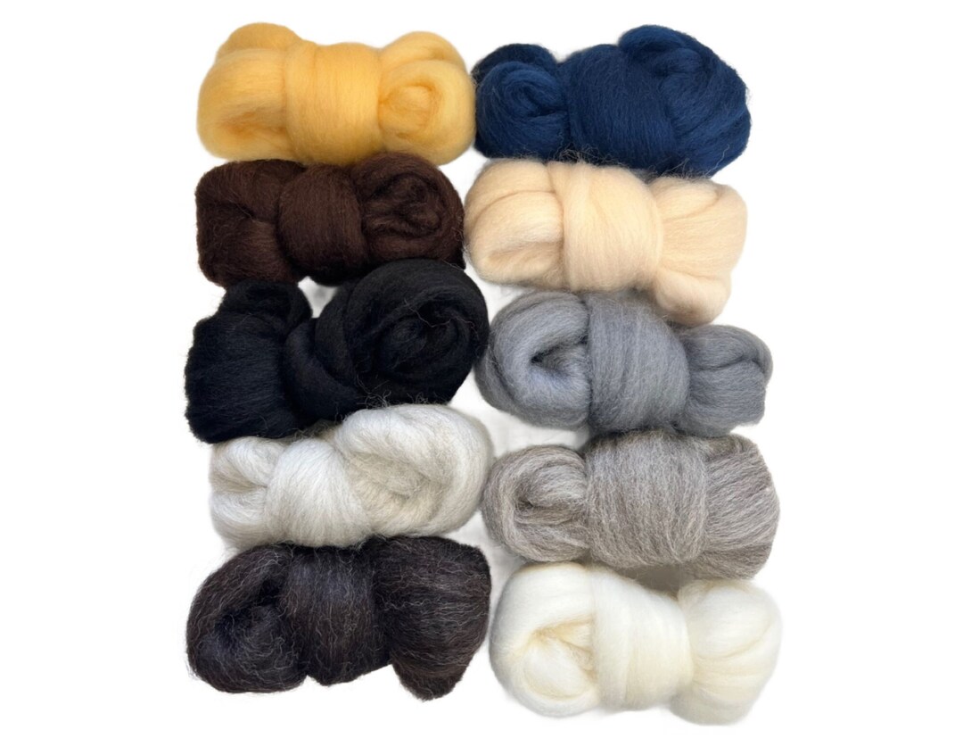 NEUTRALS Assorted Colors, Wool Roving, 5 Ozs., 100% Wool Roving ...