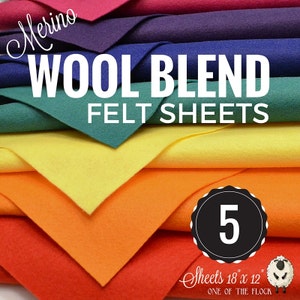 CHOOSE 5 or 10, Wool Felt Sheets, Wool Felt , Merino Wool Felt, Wool Blend Felt, Wool Felt Fabric, Craft Felt Sheets Colors Bundle, DIY Kits image 2