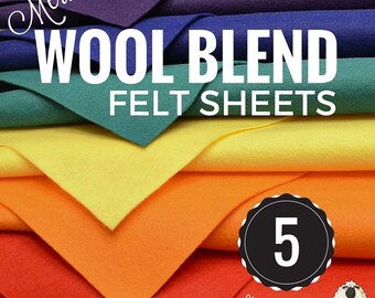 5 or 10 Merino Wool Felt Sheets, Wool Felt Bundle, Wool Blend Felt, Wool Felt Fabric, Felt Sheets, Craft Felt Sheets, Choose your Colors