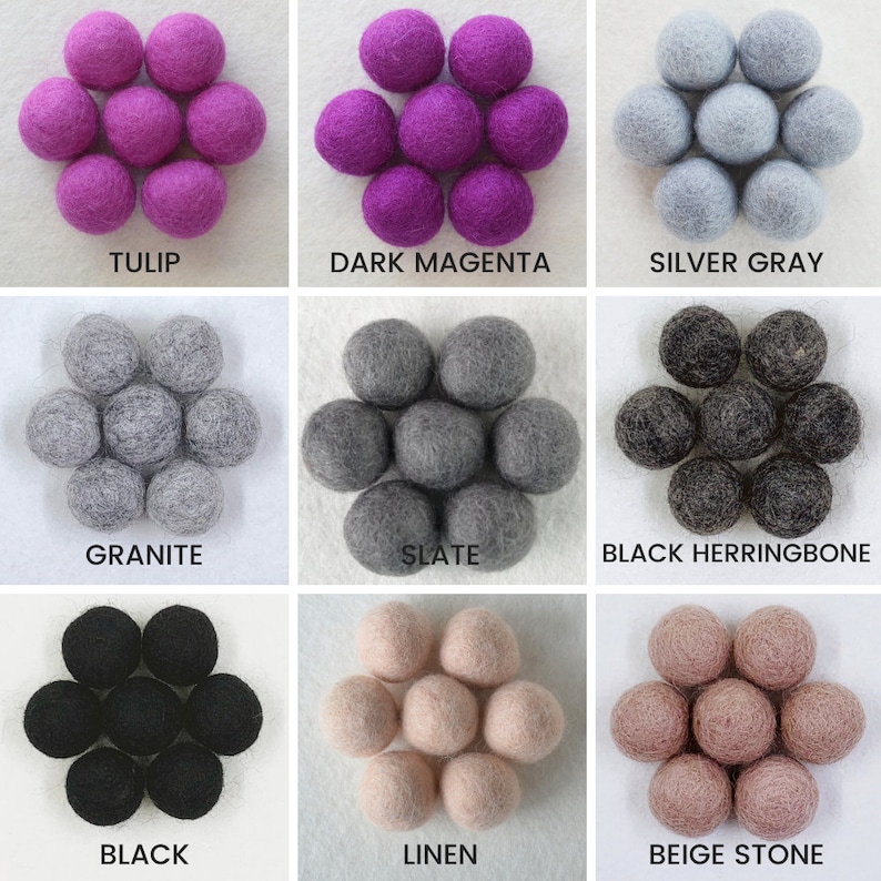 QUALITY 2.5 CM Felt Balls Felt Pom Pom Garland, Felt Balls, Wool Felt Beads, Felted Balls, Felt Beads, Felt Ball Garland, Bulk Felt Balls image 4