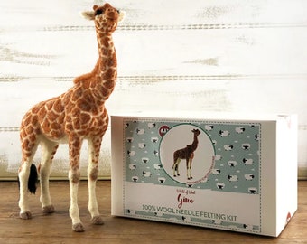 New KIT *** GINO the Giraffe Needle Felting Kit, Needle Felted Giraffe, Complete Felting Kit, DIY Animal Needle Felting Kit, Needle Felting