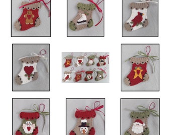 MINI STOCKINGS All Inclusive Ornament Kit, Stockings Wool Felt Kit, Home Decor, Diy Gifts, Christmas Ornaments, Embroidery Kit, 8 Ornaments
