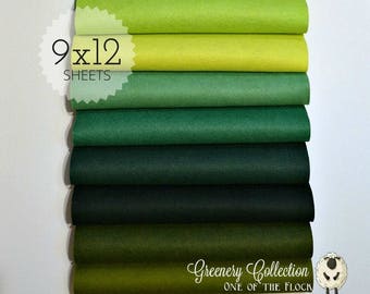 GREENERY Collection, Wool Blend Felt, Wool Felt Sheets, Wool Felt Fabric, Felt Fabric Bundle, Wool Felt Bundles Collections