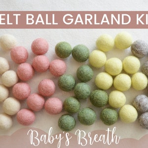 Baby's Breath Garland Kit, Felt Ball Garland Kit, Pom Pom Garland, Felt Pom Garland, Felt Pom Kit, DIY Felt Ball Garland, Garland, Decor