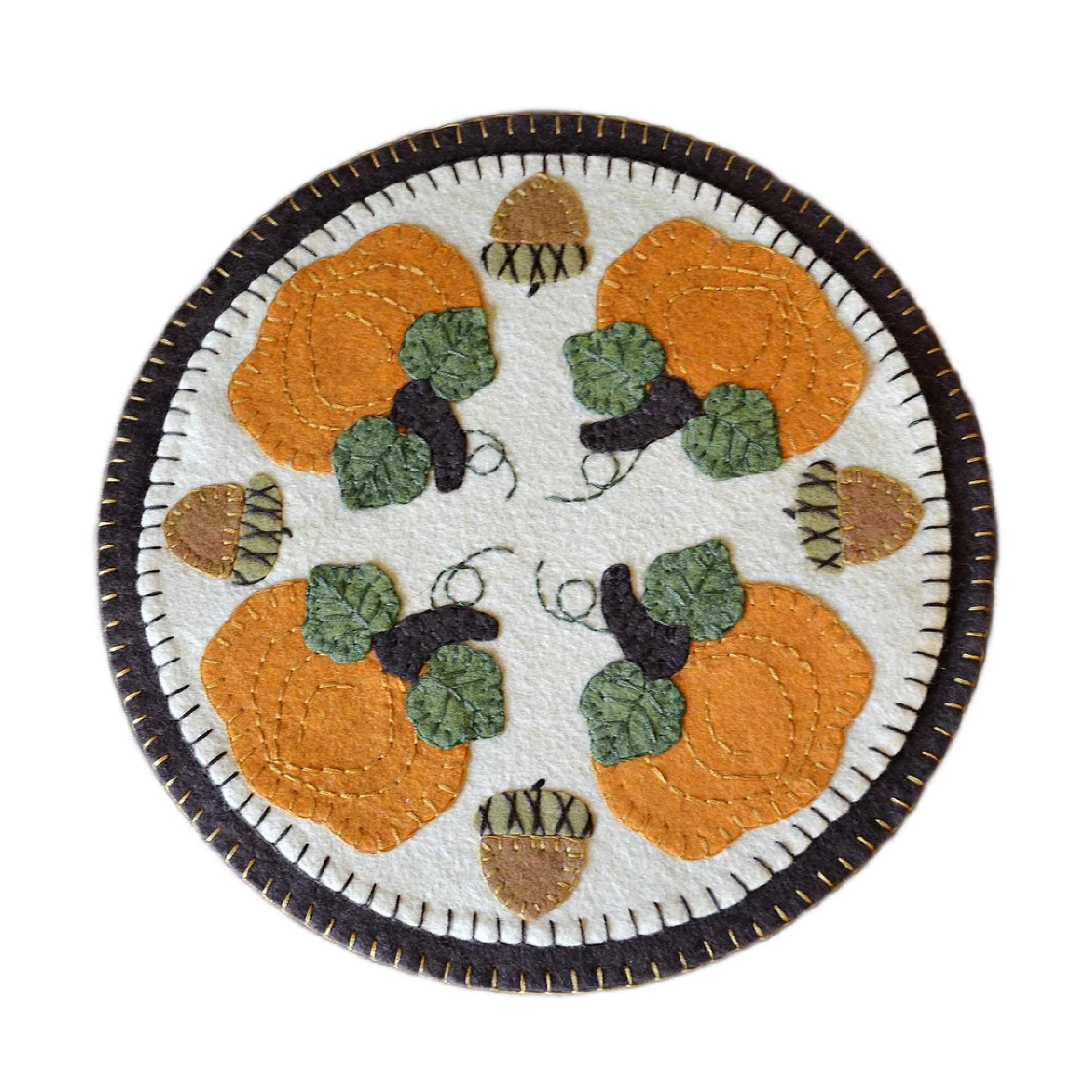 DIGITAL Pattern Autumn Vines Penny Rug, Wool Felt Applique Digital ...