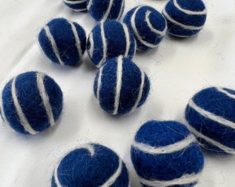 2.5 CM Dots & Swirls Bright Blue Felt Balls, Pom Pom Garland, Wool Felt Beads, Garland, Felted Balls, Felt Ball Garland, Bulk Felt Balls