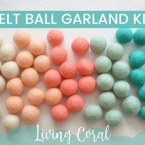 Living Coral Garland Kit, Felt Ball Garland Kit, Pom Pom Garland, Felt Pom Garland, Felt Pom Kit, DIY Felt Ball Garland, Garland, Decor