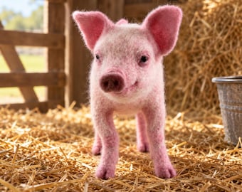 KIT *** PIPPIN the PIG Needle Felting Kit, Needle Felted Pig, Complete Felting Kit, Farm Animal Needle Felting Kit, Needle Felting Supplies