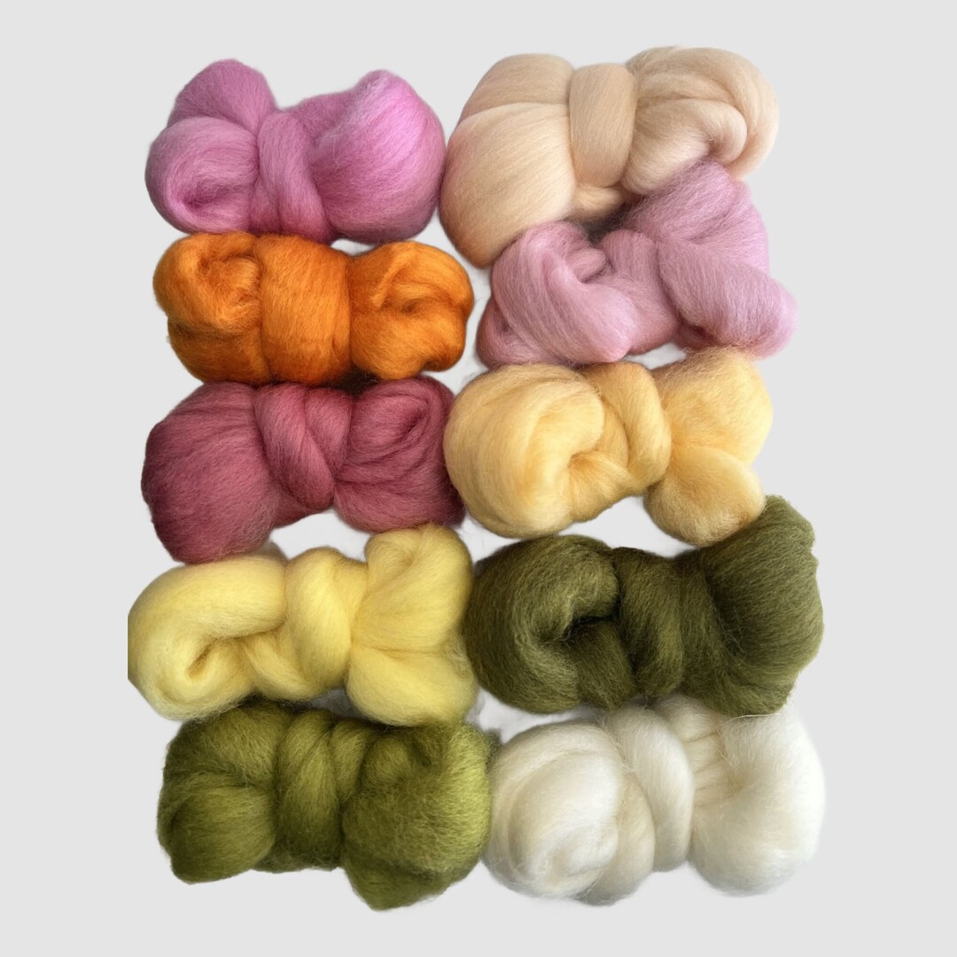 APRICOT ROSE Assorted Colors, Wool Roving, 5 Ozs., 100% Wool Roving ...