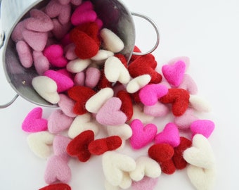 Felted Wool Hearts, 3cm, Valentine's Day Craft Supplies