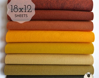 GOLDEN OAKS Felt Collection Wool Blend Felt Wool Felt Sheets Wool Felt Fabric Fall Colors Felt Fabric Wool Felt Felt Collections, Fall Home