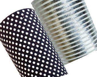 Patterned Merino Wool Felt Sheet, Metallic Polka Dot or Stripes (9x12 inch)