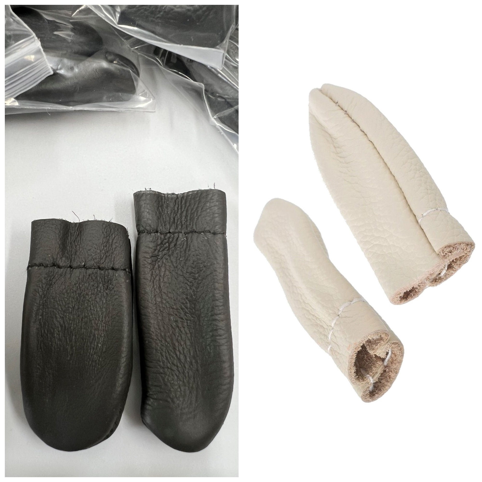 Leather Elastic Backed Finger Guards-Open Tips or Closed Tips-Sold by the  Piece