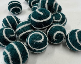 2.5 CM Dots & Swirls Dark Peacock, Felt Balls, Pom Pom Garland, Wool Felt Beads, Garland, Felted Balls, Felt Ball Garland, Bulk Felt Balls