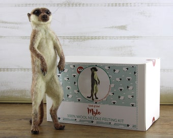 New KIT *** MYLO The MEERKAT Needle Felting Kit, Needle Felted Meerkat, Complete Felting Kit, Diy Animal Needle Felting Kit, Needle Felting