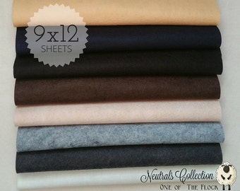 NEUTRALS Felt Collection, Wool Blend Felt, Wool Felt Sheets, Wool Felt Fabric, Felt Fabric Bundles, Wool Felt Bundles, Felt Collections