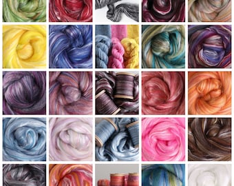 4ozs Merino/Silk, Wool Roving, Pick from 21 Colors, Art Blend, Spinning Fiber, Needle Felting, Silk Merino Roving, Weaving, Needle Felting