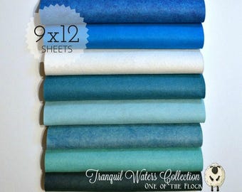 TRANQUIL WATERS Collection, Wool Blend Felt, Wool Felt Sheets, Wool Felt Fabric, Felt Fabric Bundle, Wool Felt Bundles Collections