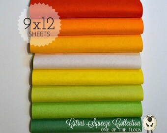 CITRUS SQUEEZE Collection, Wool Blend Felt, Wool Felt Sheets, Wool Felt Fabric, Felt Fabric Bundle, Wool Felt Bundles Collections