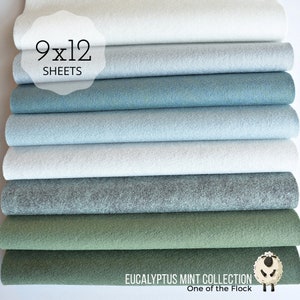 EUCALYPTUS MINT Felt Collection Wool Blend Felt Wool Felt Sheets Wool Felt Fabric Blue Felt Fabric Wool Felt Felt Collections