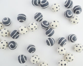 2.5 CM Dots & Swirls Slate Felt Balls, Pom Pom Garland, Wool Felt Beads, Garland, Felted Balls, Felt Ball Garland, Bulk Felt Balls