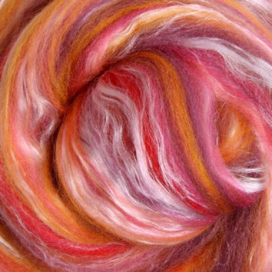 SUNSET SILK 2 Ozs. Silk Merino Wool Roving Wool Art Blend Etsy