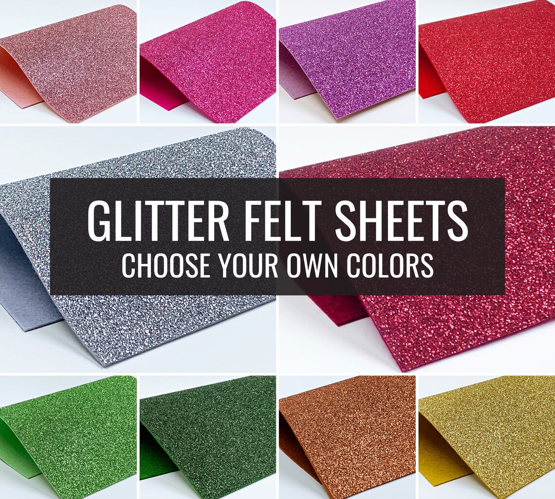 GLITTER Felt Glitter Wool Felt Glitter Felt Sheets Choose Etsy