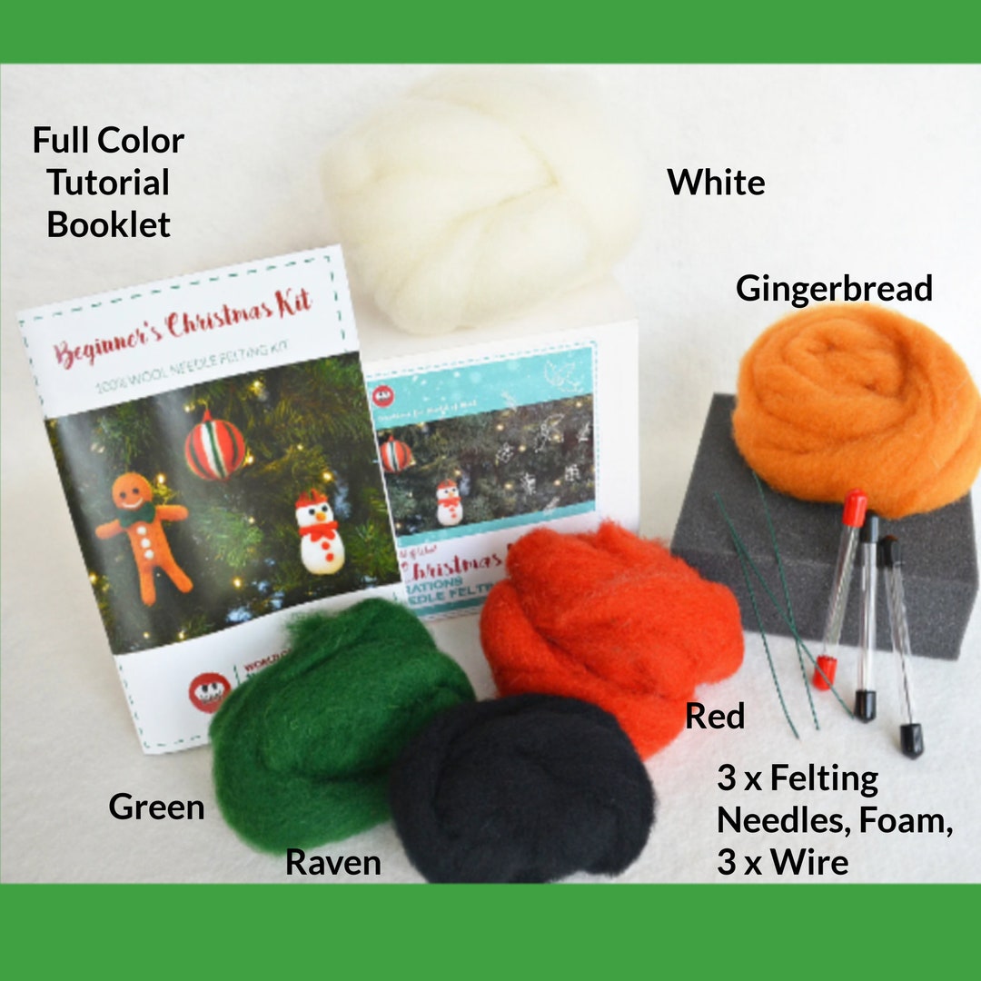 CLEARANCE 3 DIY Needle Felted CHRISTMAS Ornaments Kit, Needle Felting Ornaments Kit, Felting