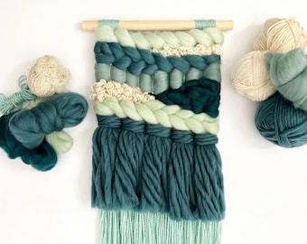 Seaside Palette Weaving Kit for Beginners, Tapestry Loom, Merino Wool