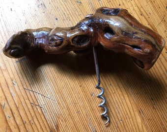 Vintage corkscrew cep vine wood table accessory bar retro collection France wood french wine appetizer opener bottle kitchen drink