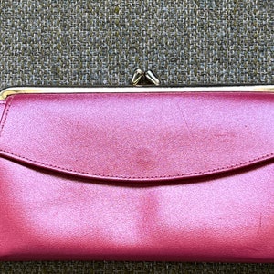 Cartera de cuero rosa vintage cuero de vaca bonito
