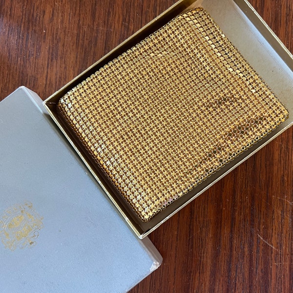 Vintage Evans with original box gold mesh bifold wallet very groovy