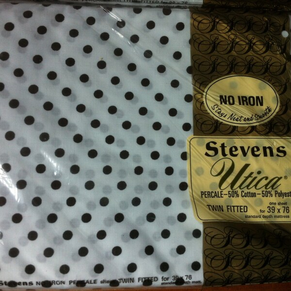 fall asleep counting dots  Stevens Utica Twin Fitted sheet  cotton blend polka dots black