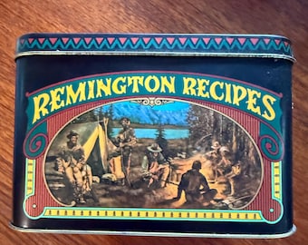 REMINGTON RECIPES TIN Vintage With Recipe Cards Included Vintage Approx 4"X 6"