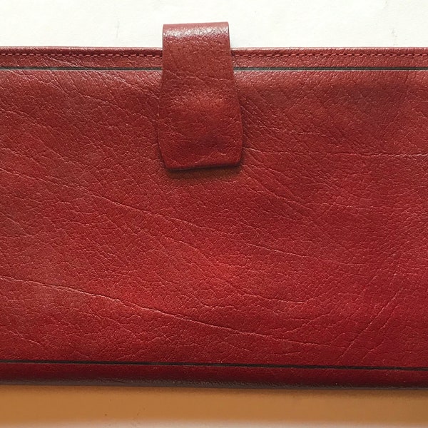 vintage red  leather travel case passport Prince Gardner Cowhide  leather 8" x 4 1/2"
