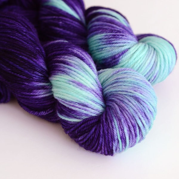 Hecate - Hand Dyed Yarn - Worsted Weight - Dark Purple and Turquoise - Variegated - Greek Mythology