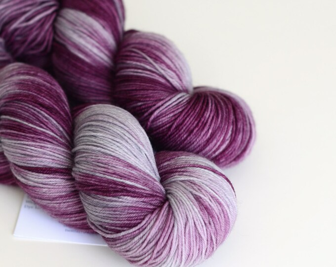 Shae Hand Dyed Yarn Sock Yarn Fingering Weight Purple and Gray