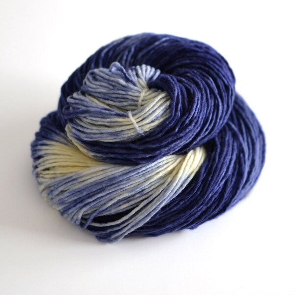 Starry Starry Night - Hand Dyed Yarn - Worsted Weight Merino Wool - Dark Blue and Cream - Van Gogh