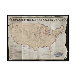 Impresión en lienzo de mapa sobrenatural, arte de pared vintage, decoración del hogar, regalo para fanáticos, decoración única