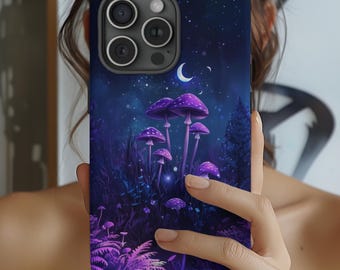 Mystical Mushroom iPhone-hoesje: Purple Galaxy Art, Lexan plastic