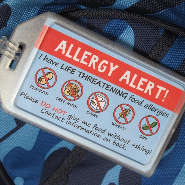 Reserved for Danielle: Alert-my-Allergy Backpack Tag