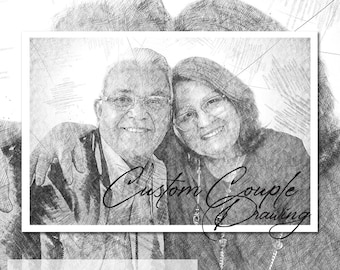 Custom Couple Portrait: Hand-Drawn Pencil Sketch (Digital Download)