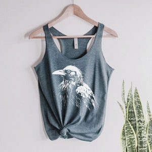 Raven Crow Tank Top Ladies Tank Top Shirt screenprint Mother&#39;s Day gift for her, bird, crows, dark alchemy, nature, gothic, goth